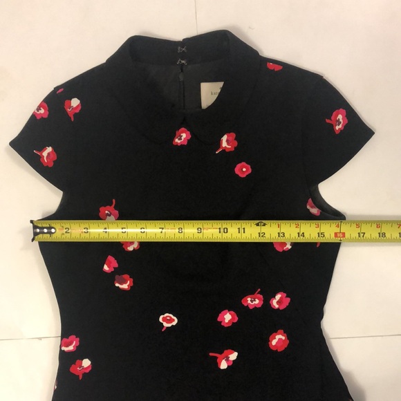 Kate Spade 2 Dress Black & Red Floral Ruffle Cap Sleeve Zipper back Excellent - Picture 3 of 7